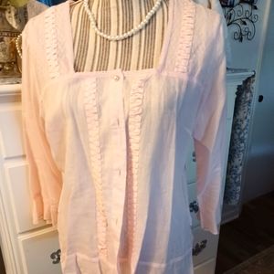 Millennium light pink 100%  cotton 💖 3/4 sleeve, ruffled bottome size L